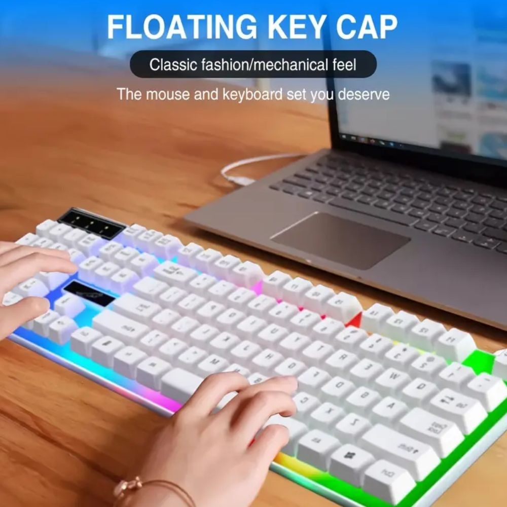 Gaming Keyboard Mouse Set Rainbow LED Wired USB For PC Laptop PS4 One 360UK - The Nex Store