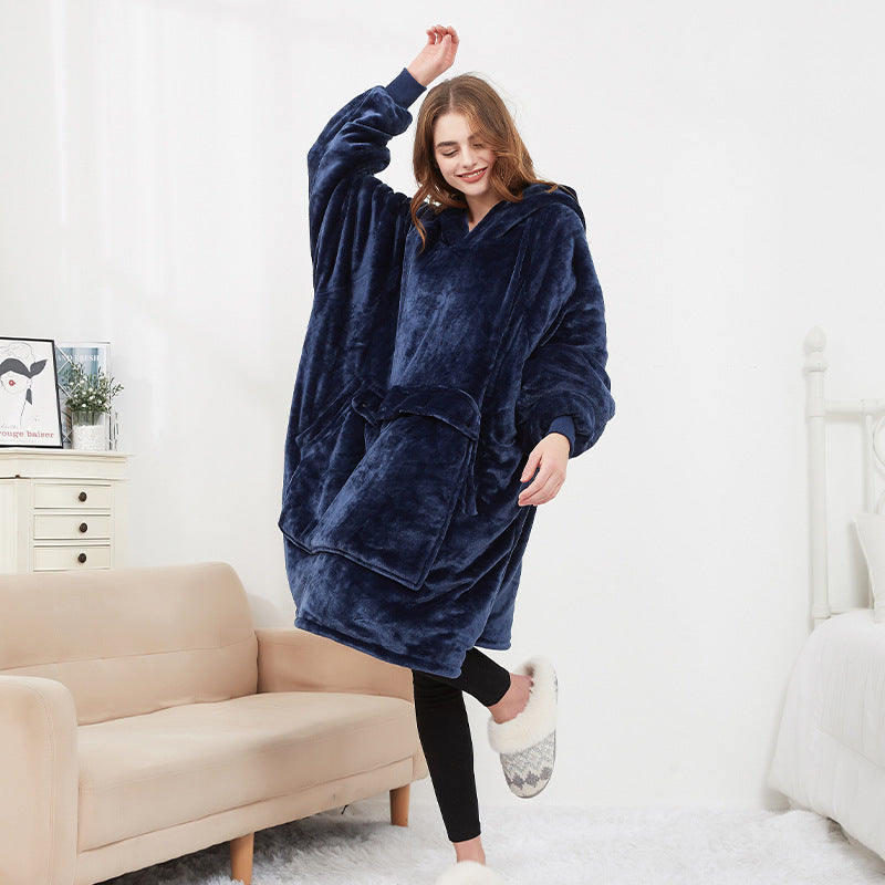 USB carbon fiber heated lazy blanket can be worn in winter, thick heating, washable lazy hoodie electric blanket - The Nex Store
