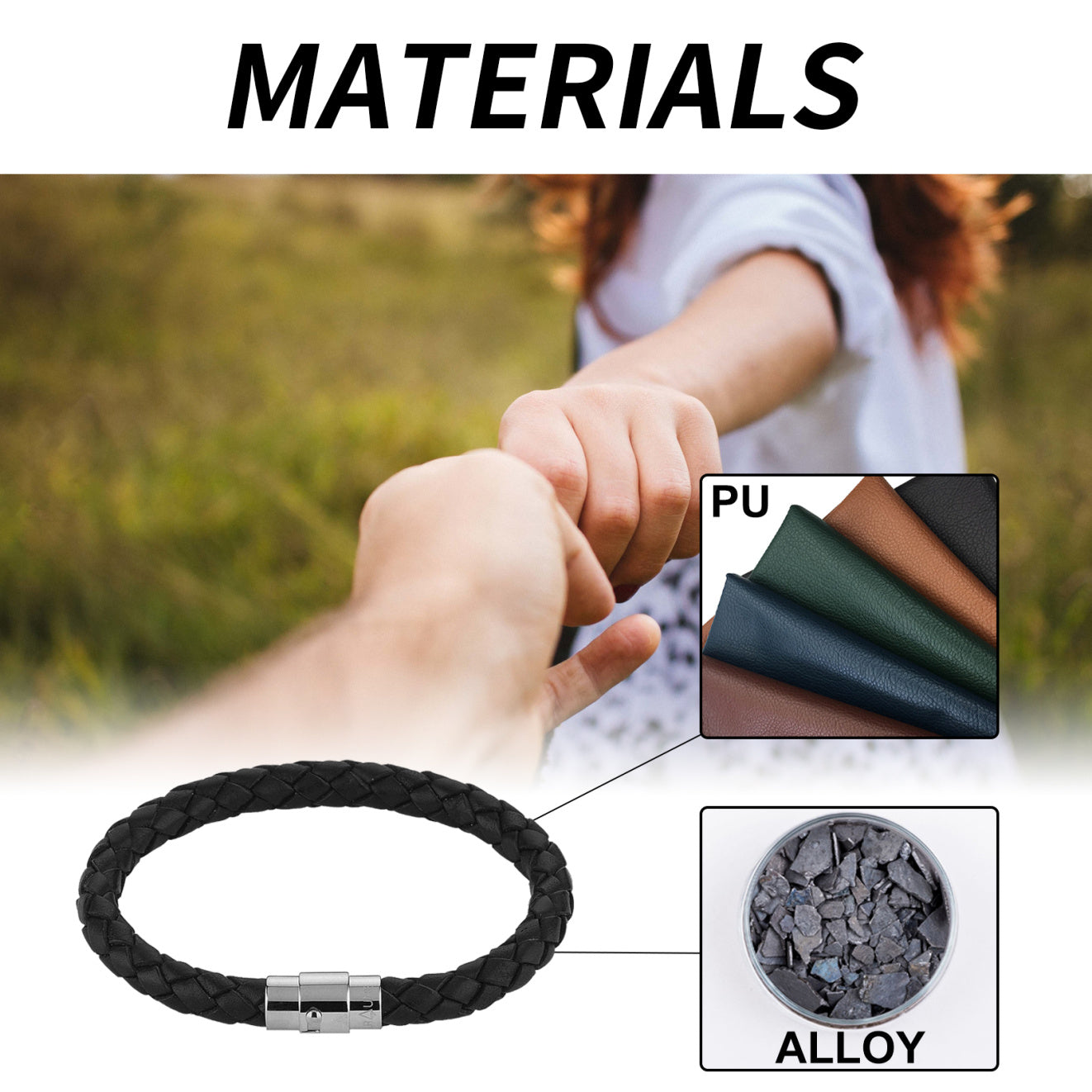 Hoexe Couple Bracelet PU Leather Rope Braided Men's And Women's Personalized Minimalist Style Couple Bracelet Fashion Accessories Hand Jewelry - The Nex Store