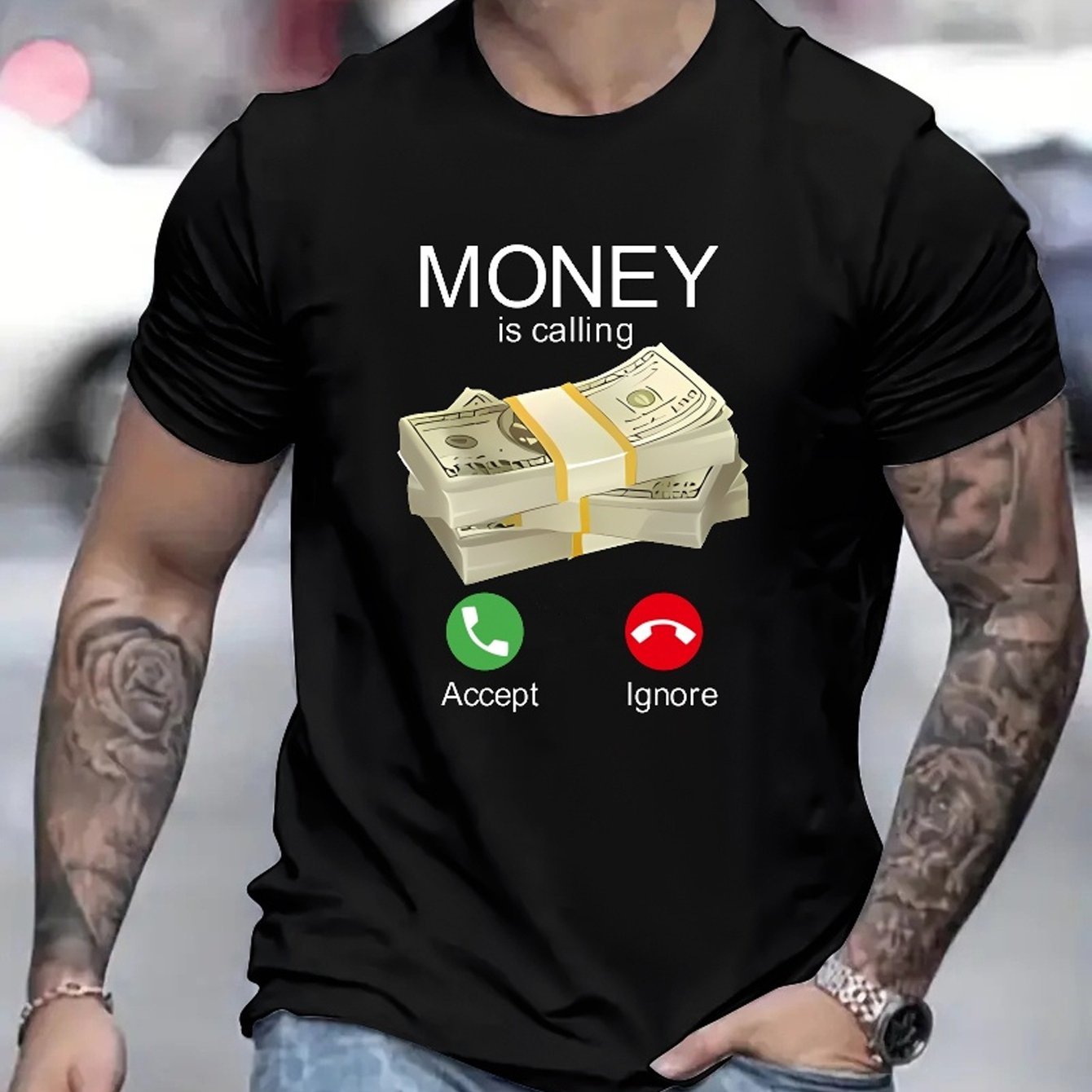 Money Is Summoning Printed T-shirts, Men's T-shirts, Summer Casual Short Sleeved T-shirts - The Nex Store