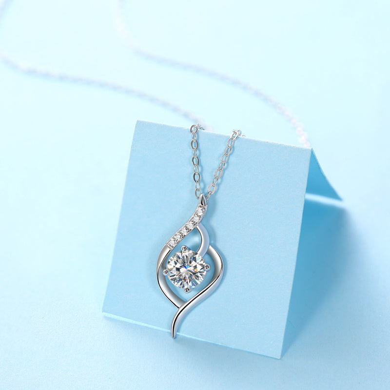 A Beautiful City Luxury Fashion Diamond Pendant Necklace Set With Mosan Diamond Silver Ornaments - The Nex Store