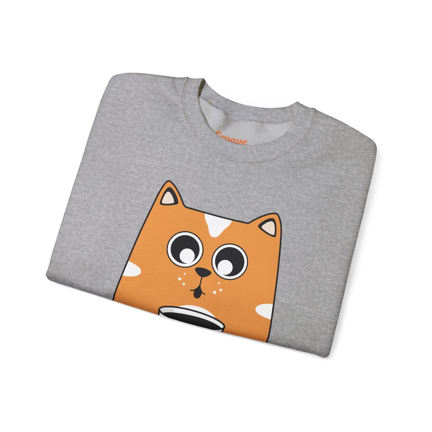 Cute Cat Mug Sweatshirt, Cozy Crewneck, Cat Lover Gift, Animal Apparel, Perfect for Fall, Fun Pet Sweatshirt - The Nex Store