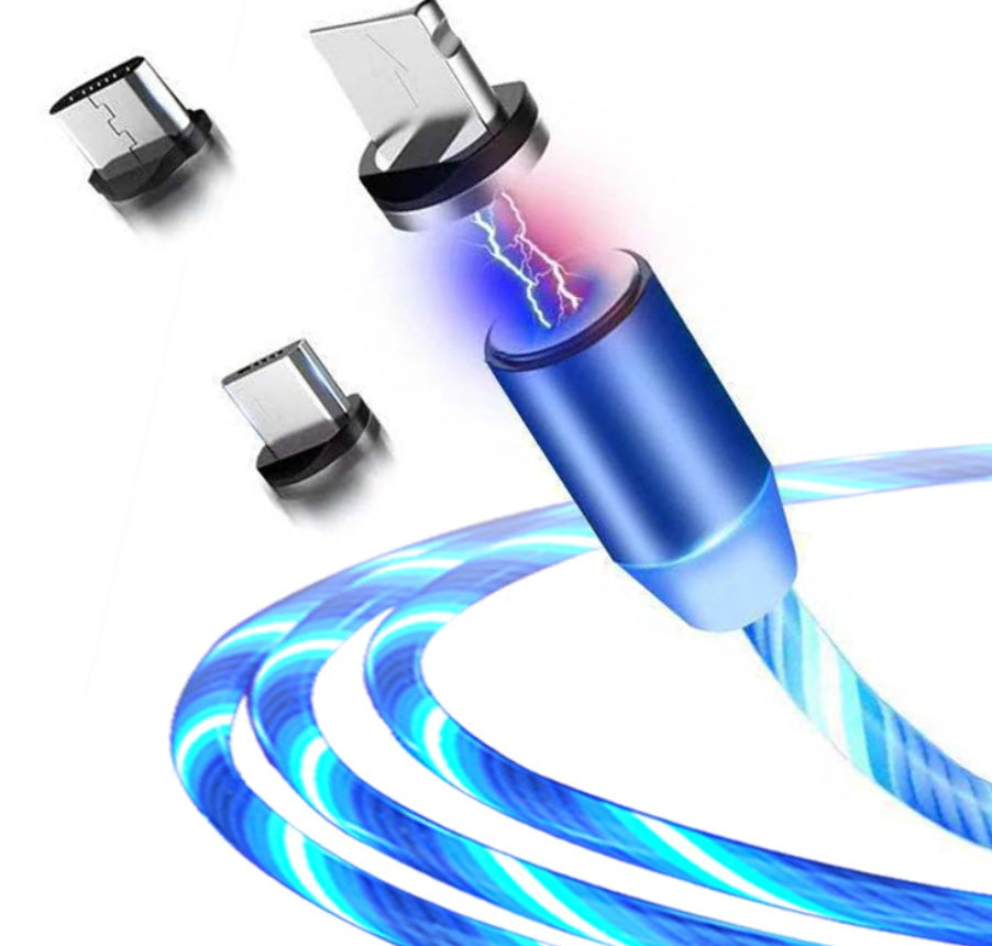 Compatible with Apple, Flowing Ligh Magnetic Streamer Data Line Cable for Iphone Android Typec - The Nex Store