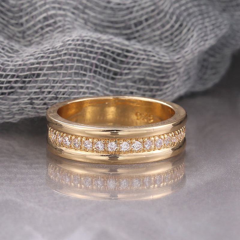 Simple Golden Sliver Rhinestones Ring Copper Plated RIngs Fashion Jewe