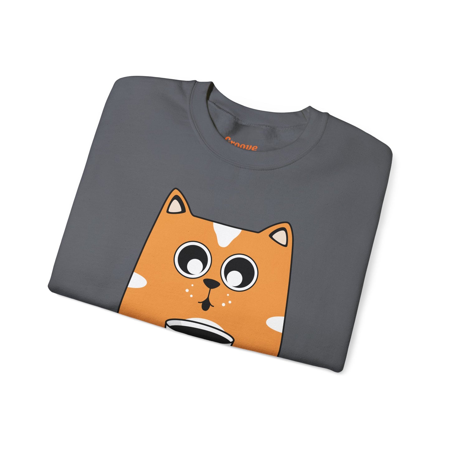 Cute Cat Mug Sweatshirt, Cozy Crewneck, Cat Lover Gift, Animal Apparel, Perfect for Fall, Fun Pet Sweatshirt - The Nex Store