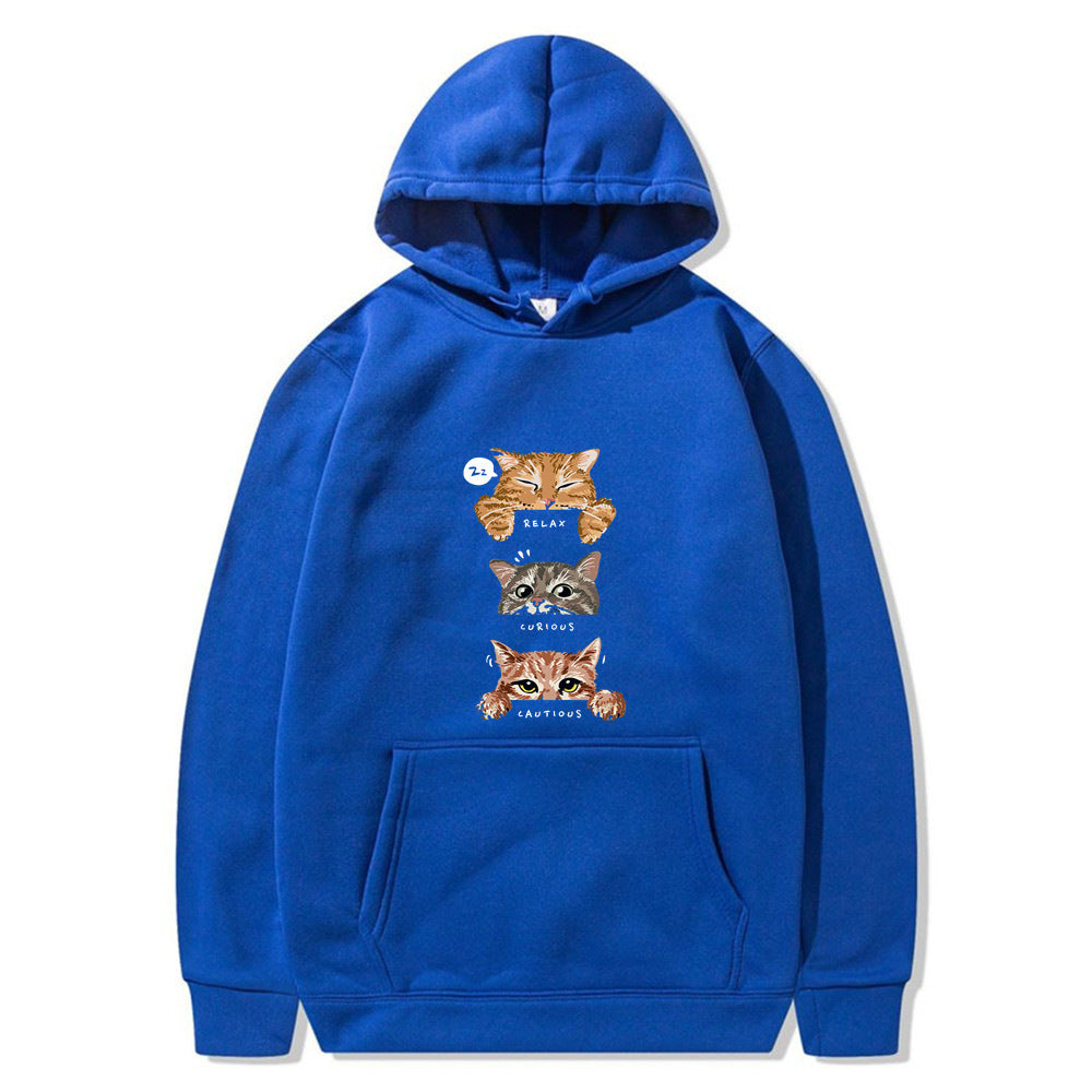 Cute cat, interesting cat print hoodie, men's and women's fashion street pullover, casual hoodie, autumn and winter - The Nex Store