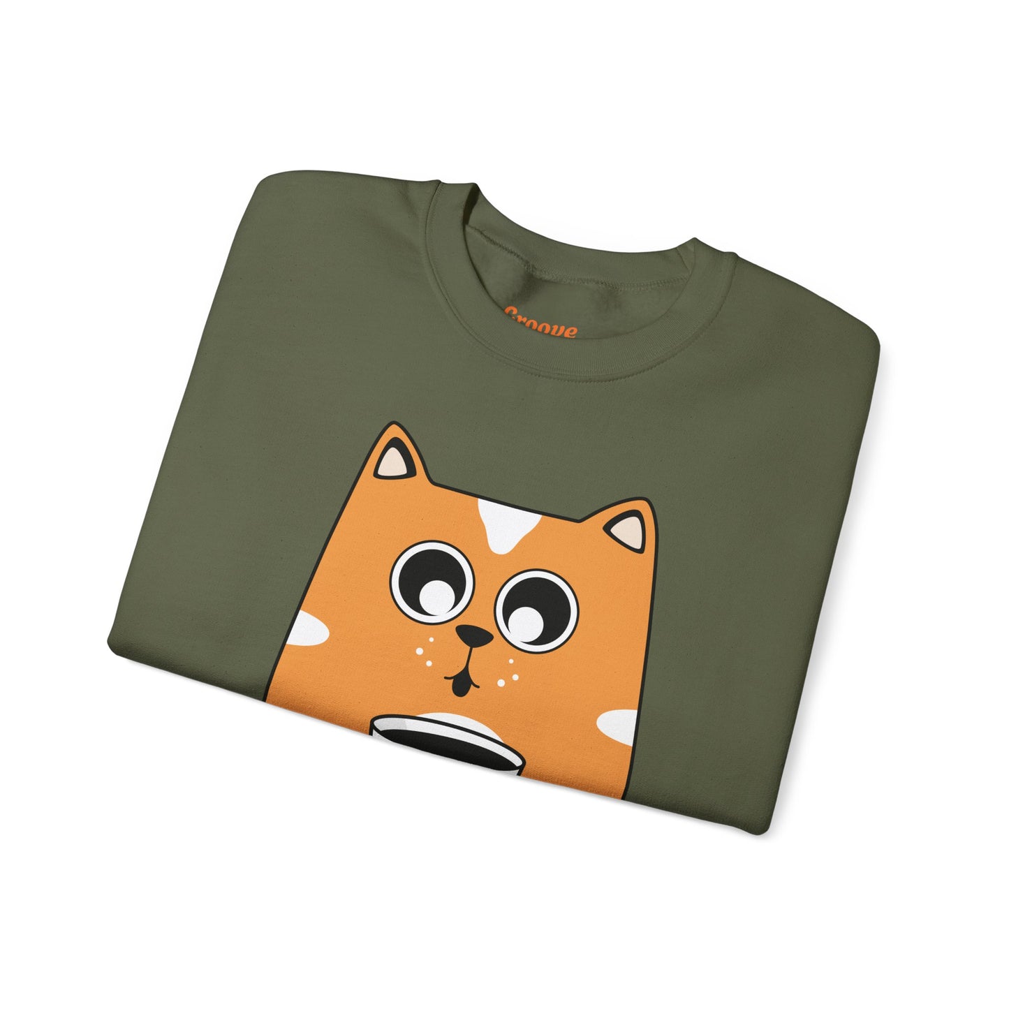 Cute Cat Mug Sweatshirt, Cozy Crewneck, Cat Lover Gift, Animal Apparel, Perfect for Fall, Fun Pet Sweatshirt - The Nex Store