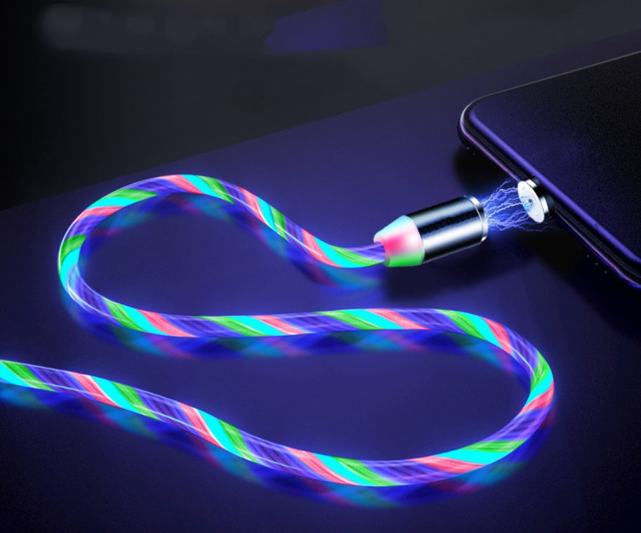 Compatible with Apple, Flowing Ligh Magnetic Streamer Data Line Cable for Iphone Android Typec - The Nex Store