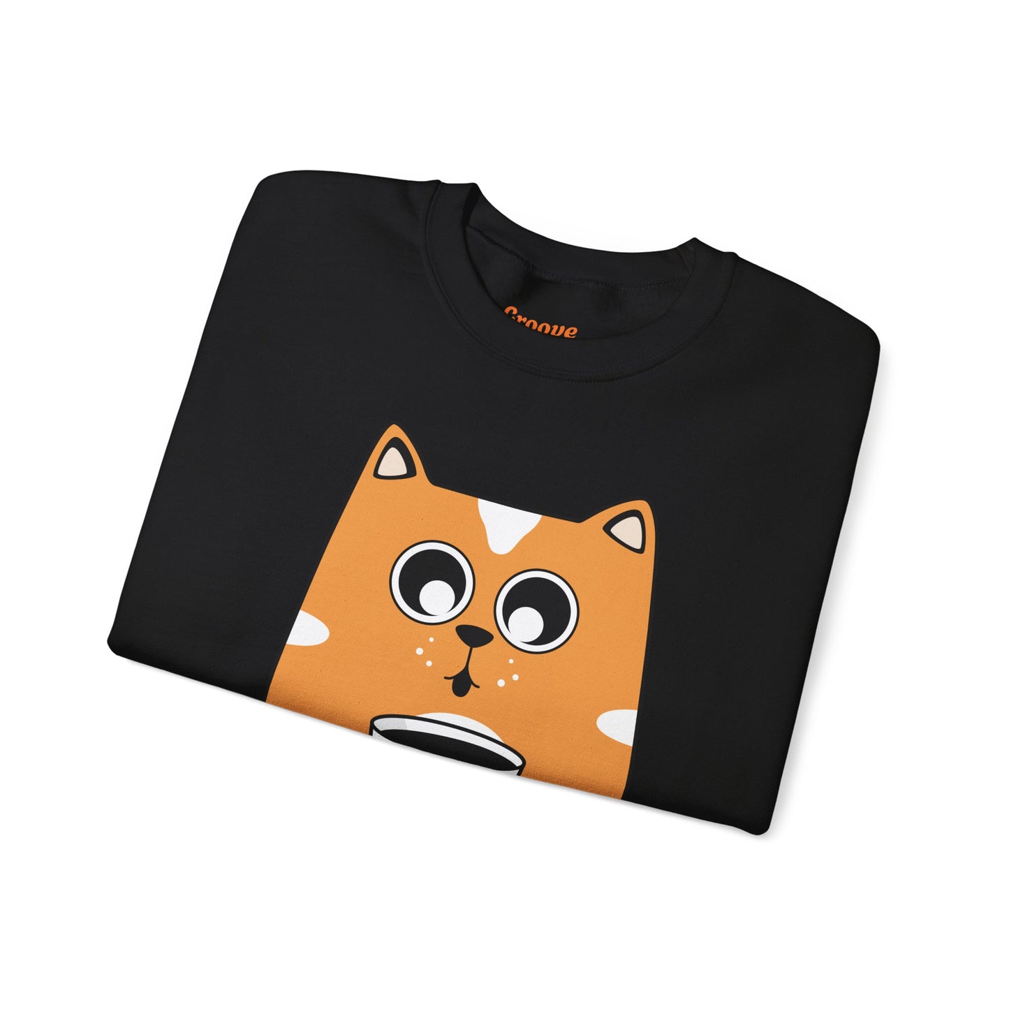 Cute Cat Mug Sweatshirt, Cozy Crewneck, Cat Lover Gift, Animal Apparel, Perfect for Fall, Fun Pet Sweatshirt - The Nex Store