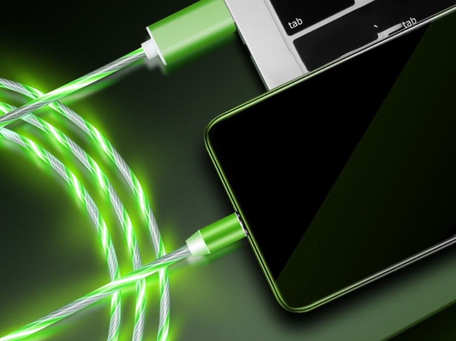 Compatible with Apple, Flowing Ligh Magnetic Streamer Data Line Cable for Iphone Android Typec - The Nex Store