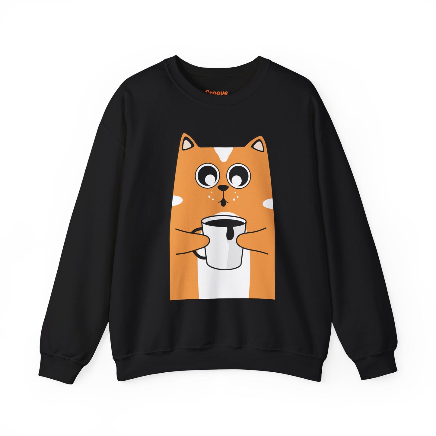 Cute Cat Mug Sweatshirt, Cozy Crewneck, Cat Lover Gift, Animal Apparel, Perfect for Fall, Fun Pet Sweatshirt - The Nex Store
