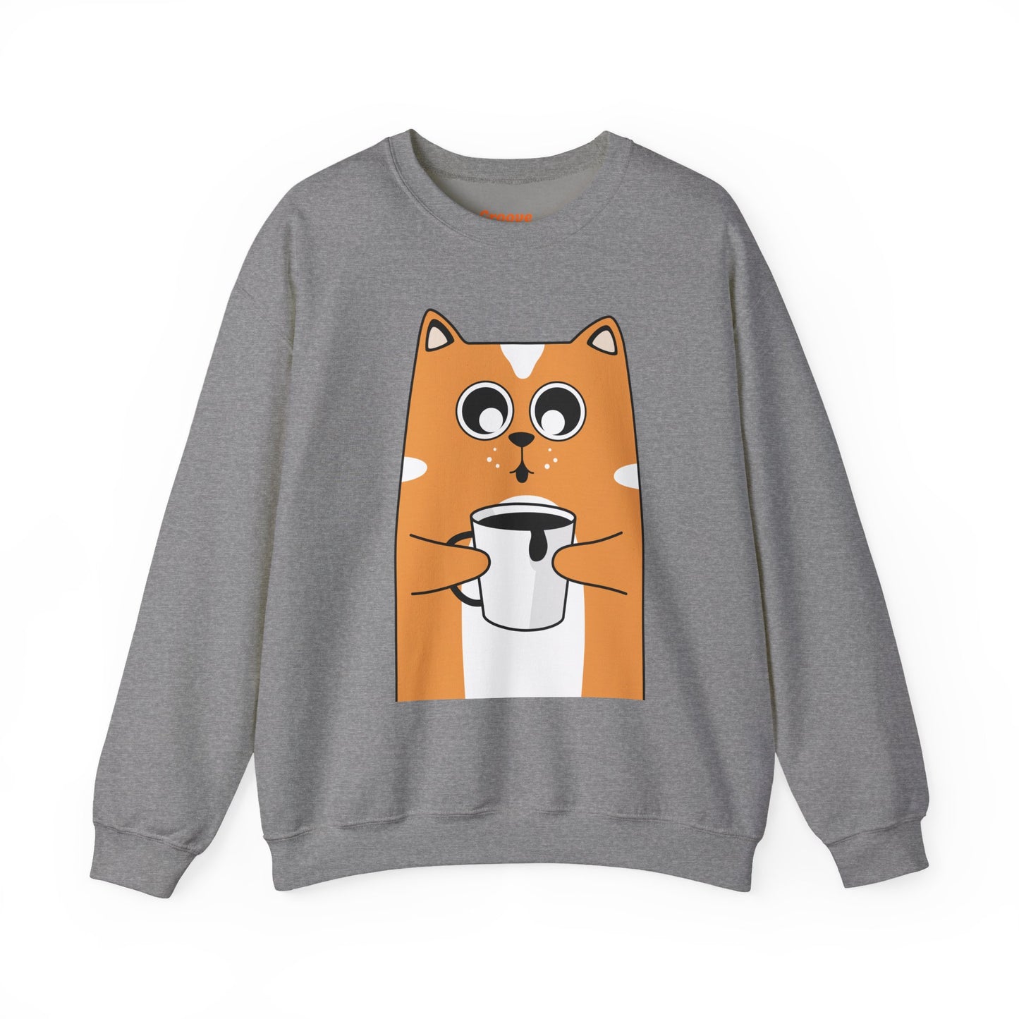 Cute Cat Mug Sweatshirt, Cozy Crewneck, Cat Lover Gift, Animal Apparel, Perfect for Fall, Fun Pet Sweatshirt - The Nex Store