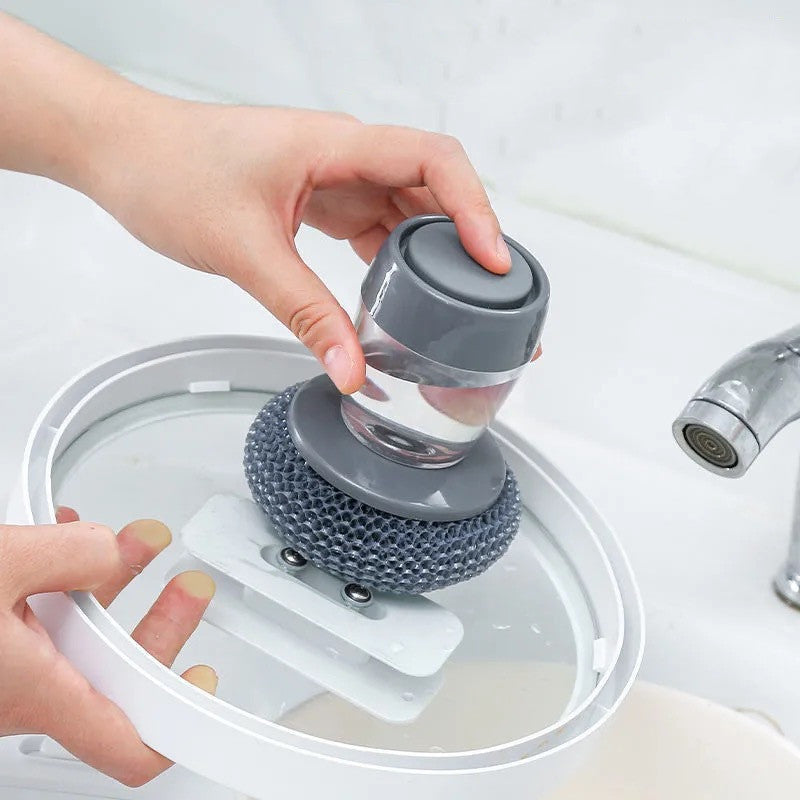 Kitchen Soap Dispensing Palm Brush Cleaner Push-type Brush Kitchen Detergent Tools - The Nex Store