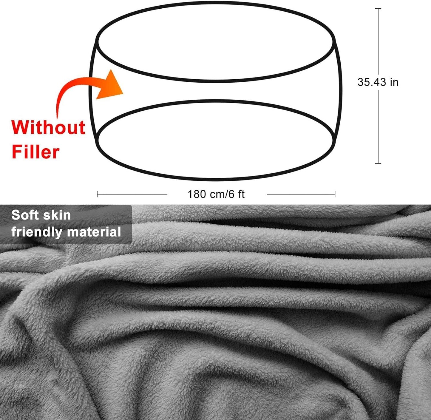 Bag Chair Coverit Was Only A Cover, Not A Full Bean Bag Chair Cushion,Big Round Soft Fluffy PV Velvet Sofa Bed Cover, Living Room Furniture, Lazy Sofa Bed Cover,5ft Black - The Nex Store