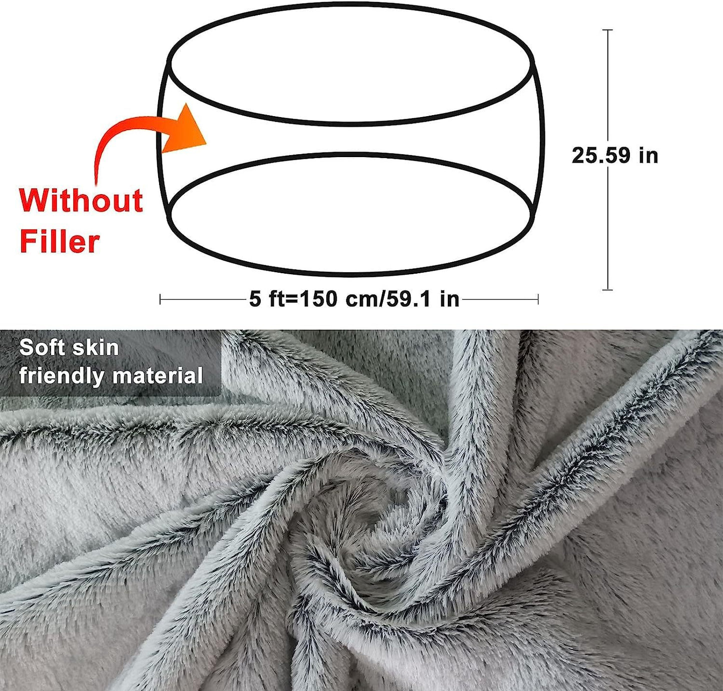 Bag Chair Coverit Was Only A Cover, Not A Full Bean Bag Chair Cushion,Big Round Soft Fluffy PV Velvet Sofa Bed Cover, Living Room Furniture, Lazy Sofa Bed Cover,5ft Black - The Nex Store