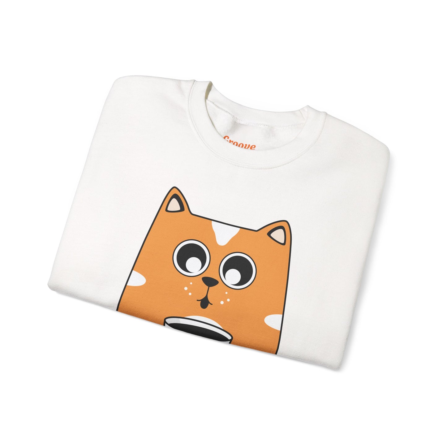 Cute Cat Mug Sweatshirt, Cozy Crewneck, Cat Lover Gift, Animal Apparel, Perfect for Fall, Fun Pet Sweatshirt - The Nex Store