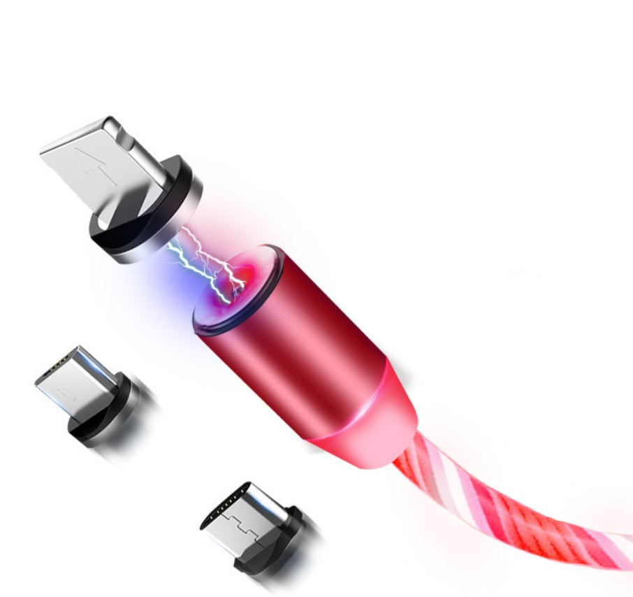 Compatible with Apple, Flowing Ligh Magnetic Streamer Data Line Cable for Iphone Android Typec - The Nex Store