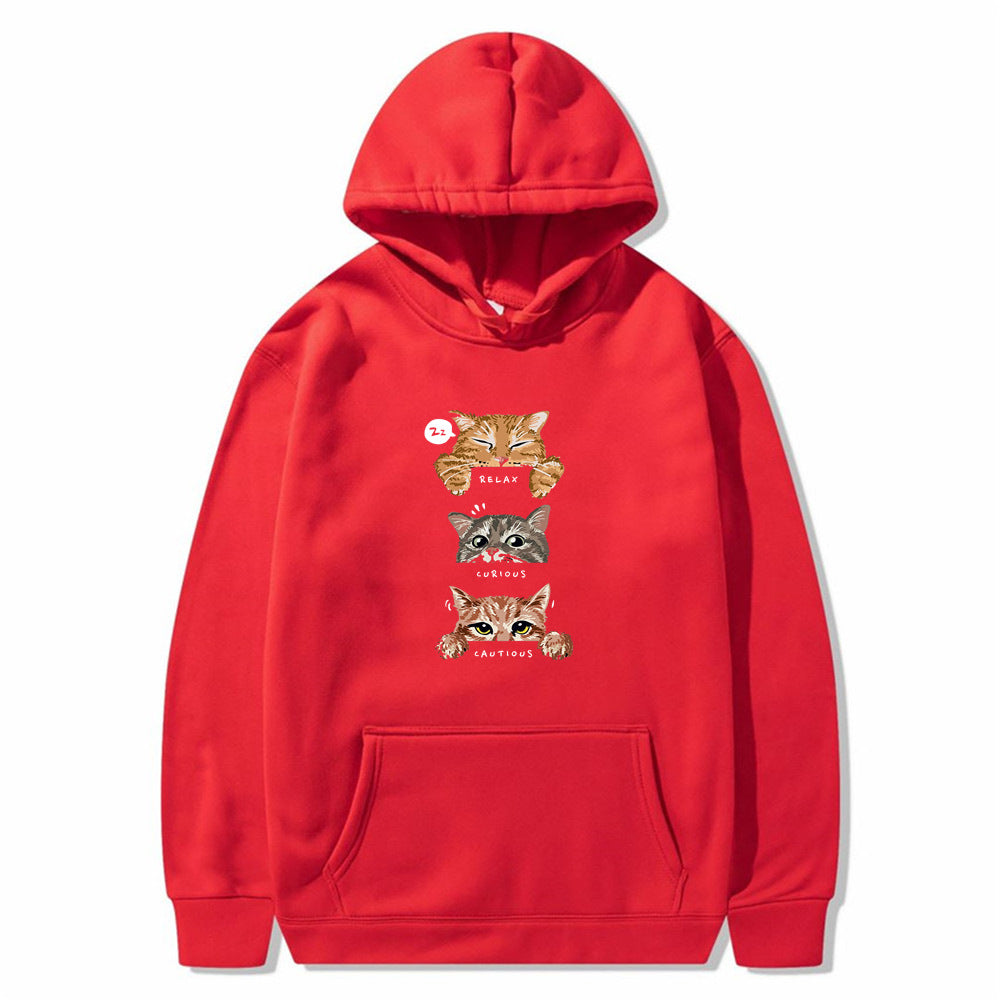 Cute cat, interesting cat print hoodie, men's and women's fashion street pullover, casual hoodie, autumn and winter - The Nex Store