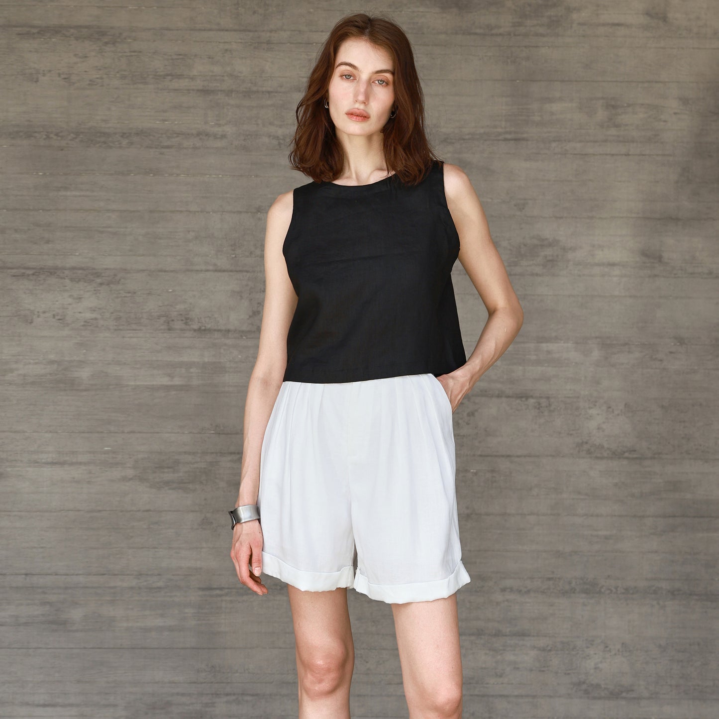 Linen Vest Front and Back Wearable Crop Top Design Sense Women's Sleeveless Loose Waistcoat - The Nex Store