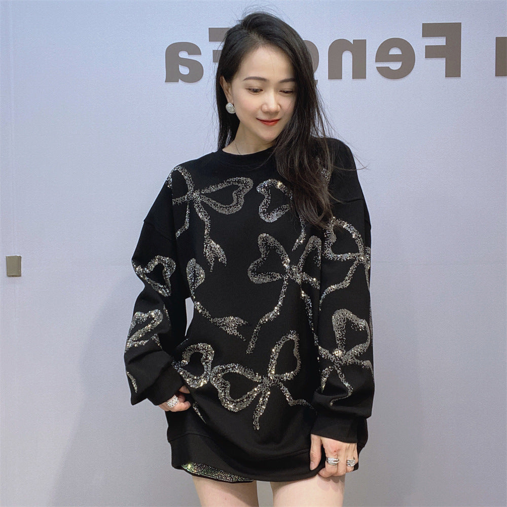 European and American diamond studded casual fashion versatile loose and high-end trendy women's hoodie - The Nex Store