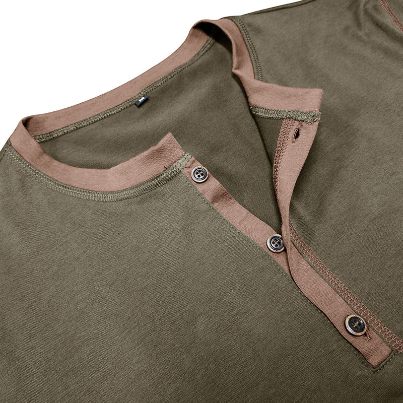 Fashion Short-sleeved Polo Shirt Summer Button V-neck T-shirt Tops Mens Clothing - The Nex Store