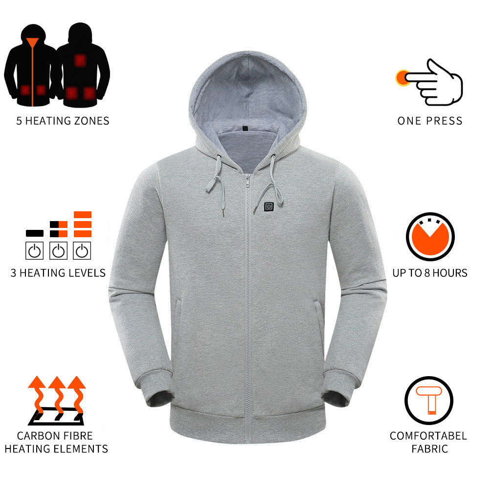 USB heated hoodie, comfortable and warm, power bank, charging and heating hoodie, heating jacket, electric heating jacket - The Nex Store