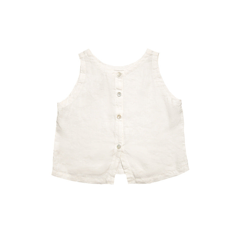 Linen Vest Front and Back Wearable Crop Top Design Sense Women's Sleeveless Loose Waistcoat - The Nex Store