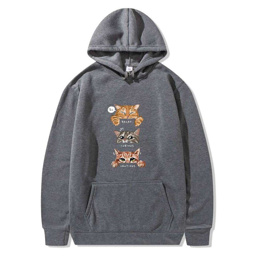 Cute cat, interesting cat print hoodie, men's and women's fashion street pullover, casual hoodie, autumn and winter - The Nex Store