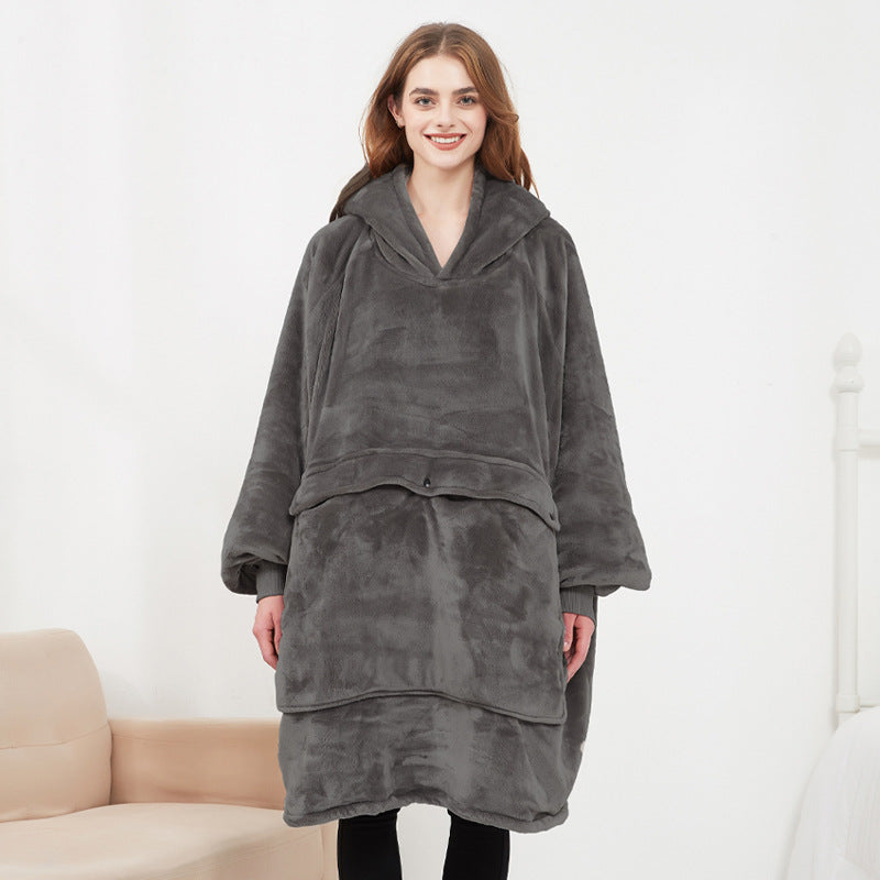 USB carbon fiber heated lazy blanket can be worn in winter, thick heating, washable lazy hoodie electric blanket - The Nex Store