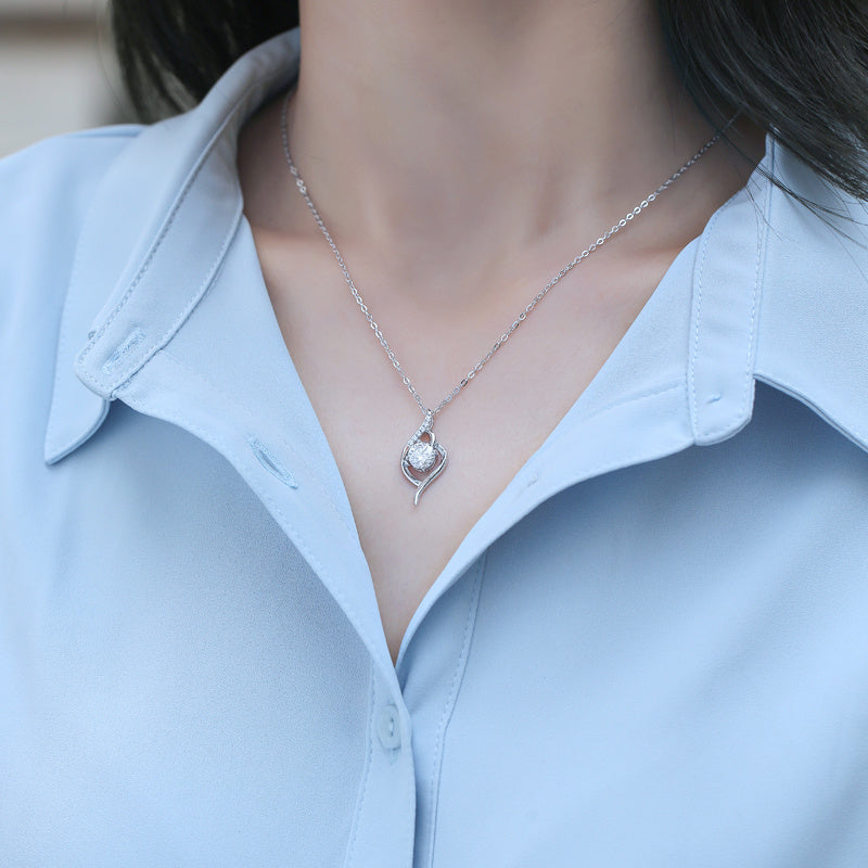 A Beautiful City Luxury Fashion Diamond Pendant Necklace Set With Mosan Diamond Silver Ornaments - The Nex Store