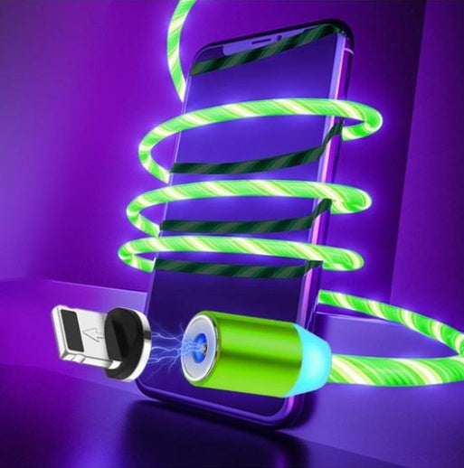 Compatible with Apple, Flowing Ligh Magnetic Streamer Data Line Cable for Iphone Android Typec - The Nex Store