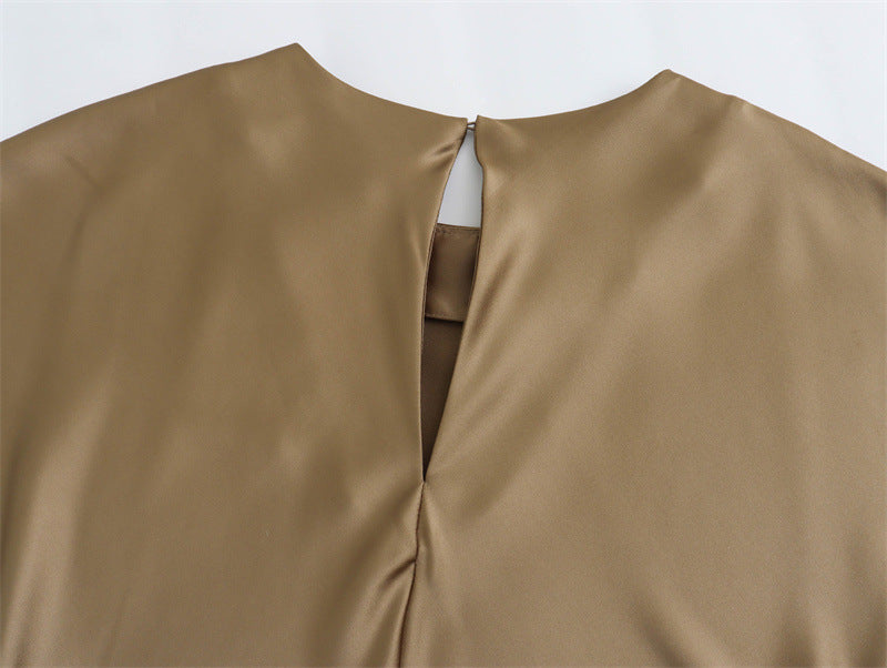 Satin Party Evening Women Midi Dress Elegant Keyhole Back A-Line Robe Sleeveless Female Long Dresses - The Nex Store