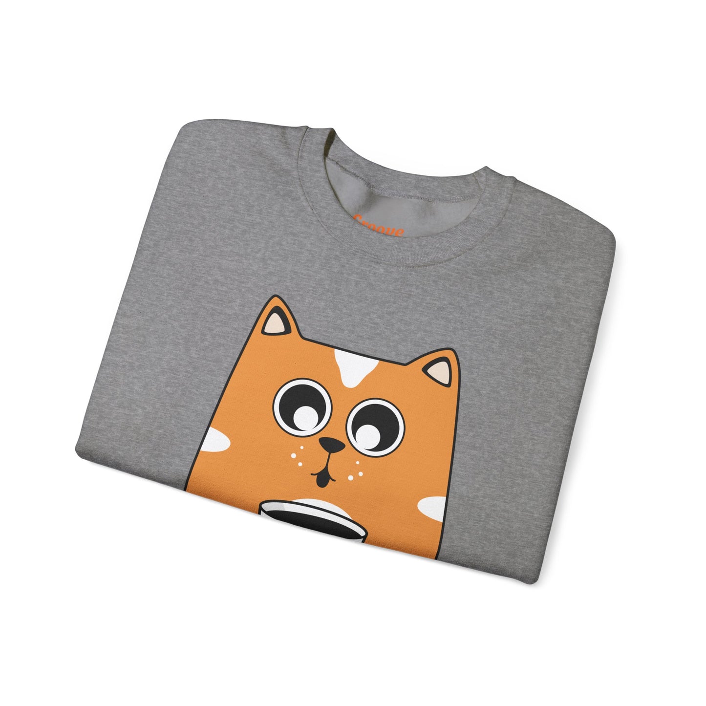 Cute Cat Mug Sweatshirt, Cozy Crewneck, Cat Lover Gift, Animal Apparel, Perfect for Fall, Fun Pet Sweatshirt - The Nex Store