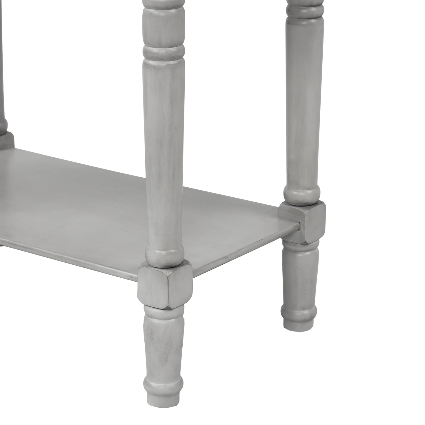TREXM Narrow Console Desk, Thin Sofa Table with Three Storage Drawers and Living Room Bottom Shelves (Grey Washed) - The Nex Store