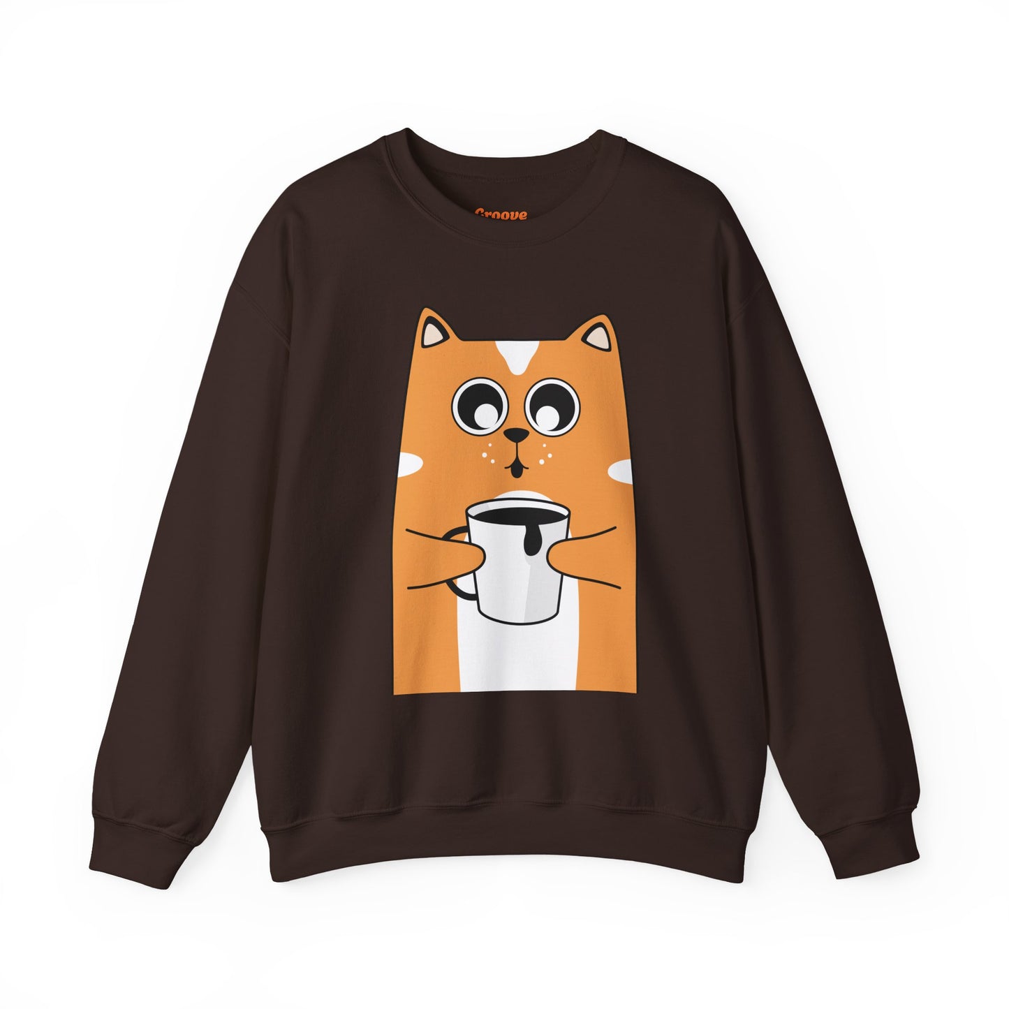 Cute Cat Mug Sweatshirt, Cozy Crewneck, Cat Lover Gift, Animal Apparel, Perfect for Fall, Fun Pet Sweatshirt - The Nex Store