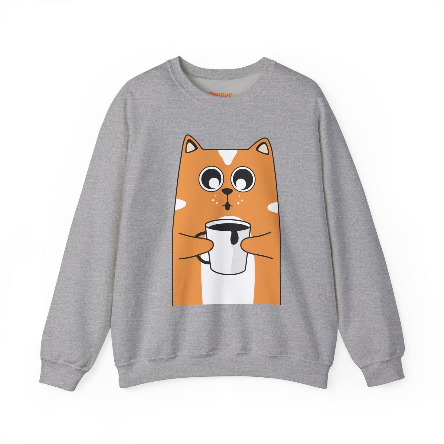 Cute Cat Mug Sweatshirt, Cozy Crewneck, Cat Lover Gift, Animal Apparel, Perfect for Fall, Fun Pet Sweatshirt - The Nex Store