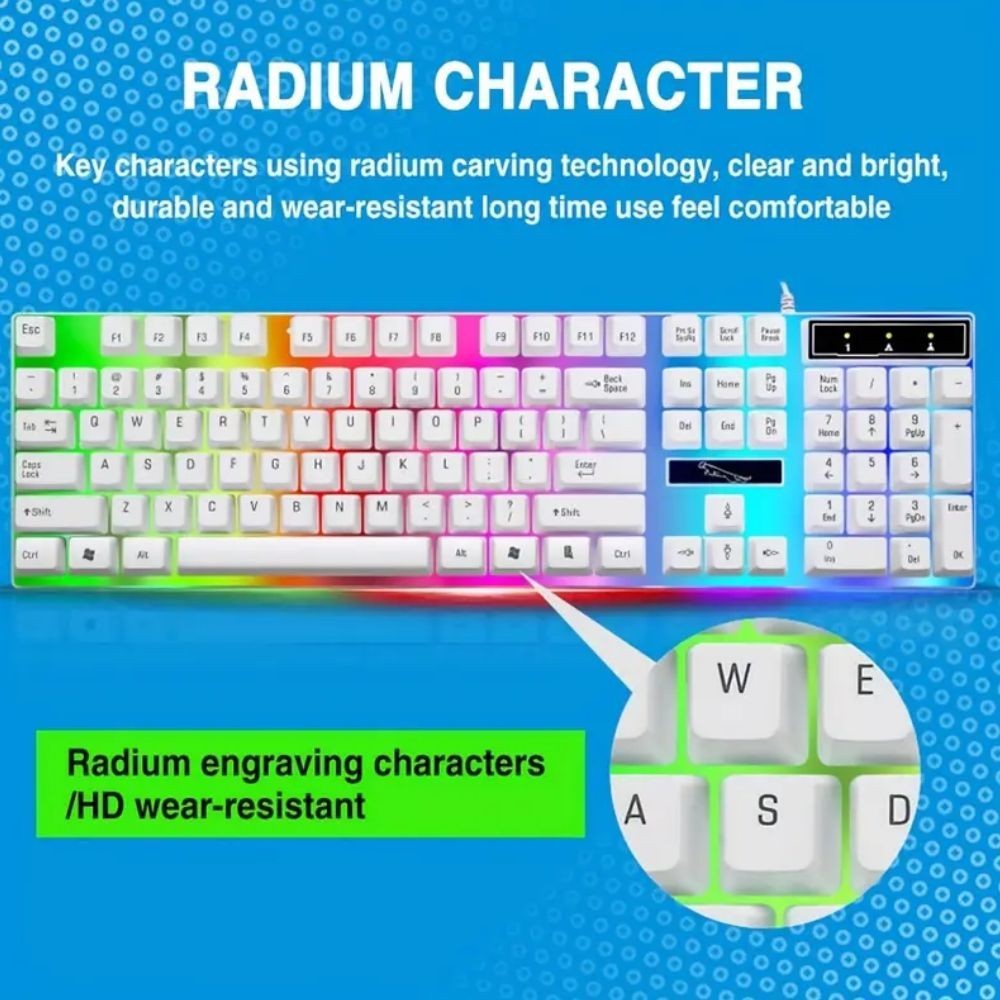 Gaming Keyboard Mouse Set Rainbow LED Wired USB For PC Laptop PS4 One 360UK - The Nex Store