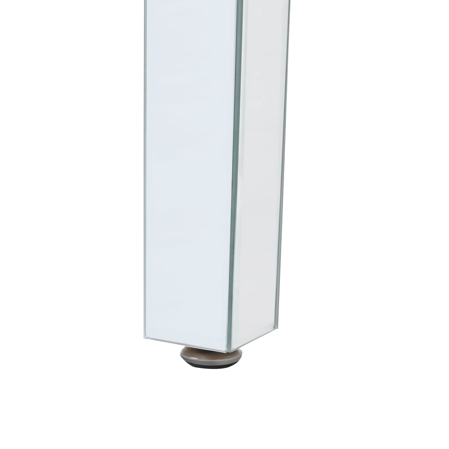 The ON-TRANS stylish modern glass mirrored coffee table features a crystal design and adjustable height legs in silver - The Nex Store
