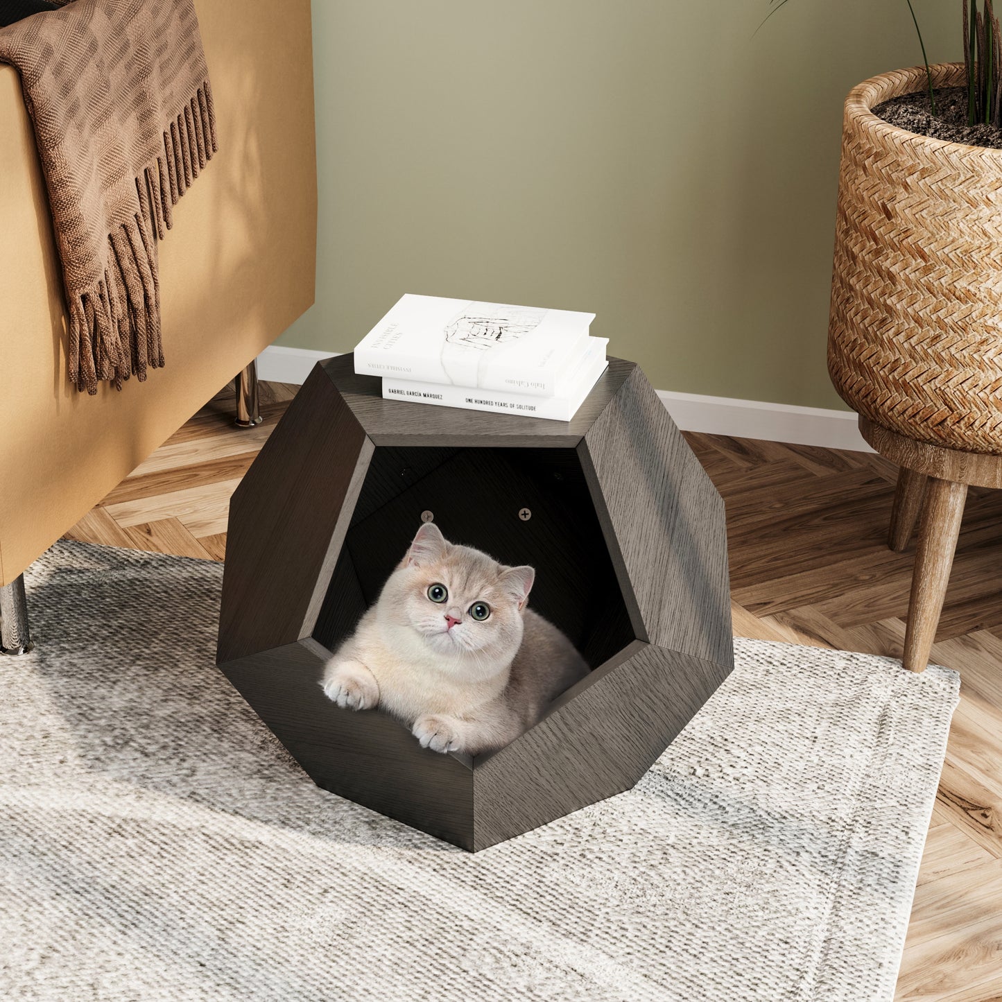 25.98'' Modern Pet Furniture Cat Litter, Sofa Side Table, Planter MDF Multifunctional Furniture, Burmese Sumac - The Nex Store