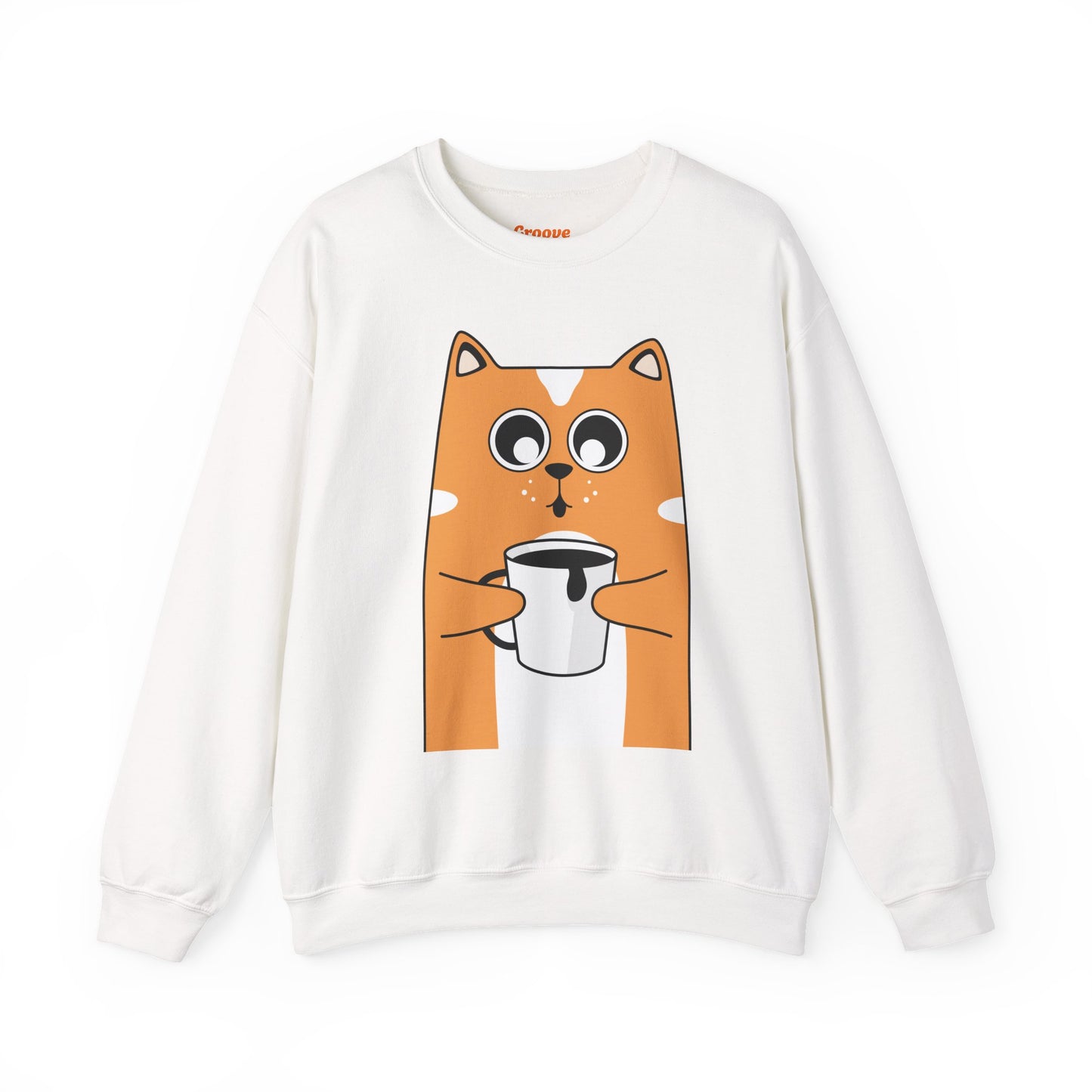 Cute Cat Mug Sweatshirt, Cozy Crewneck, Cat Lover Gift, Animal Apparel, Perfect for Fall, Fun Pet Sweatshirt - The Nex Store