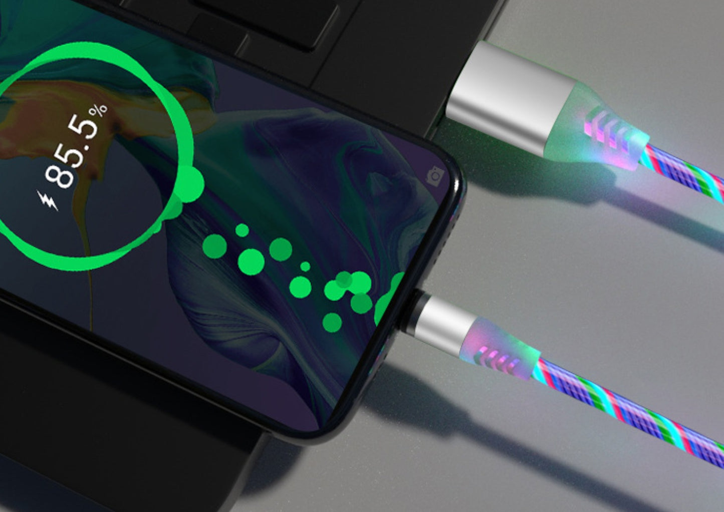 Compatible with Apple, Flowing Ligh Magnetic Streamer Data Line Cable for Iphone Android Typec - The Nex Store
