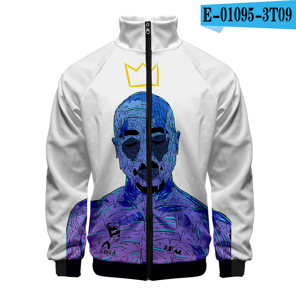 Rap singer 2PAC peripheral 3D color printed casual stand up collar sweatshirt - The Nex Store
