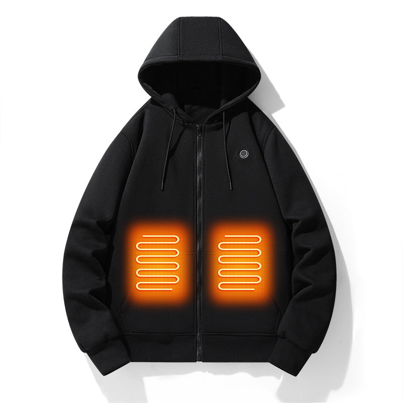 European and American zipper cardigan heating hoodie intelligent hooded five zone heating jacket outdoor warm electric clothing for men - The Nex Store