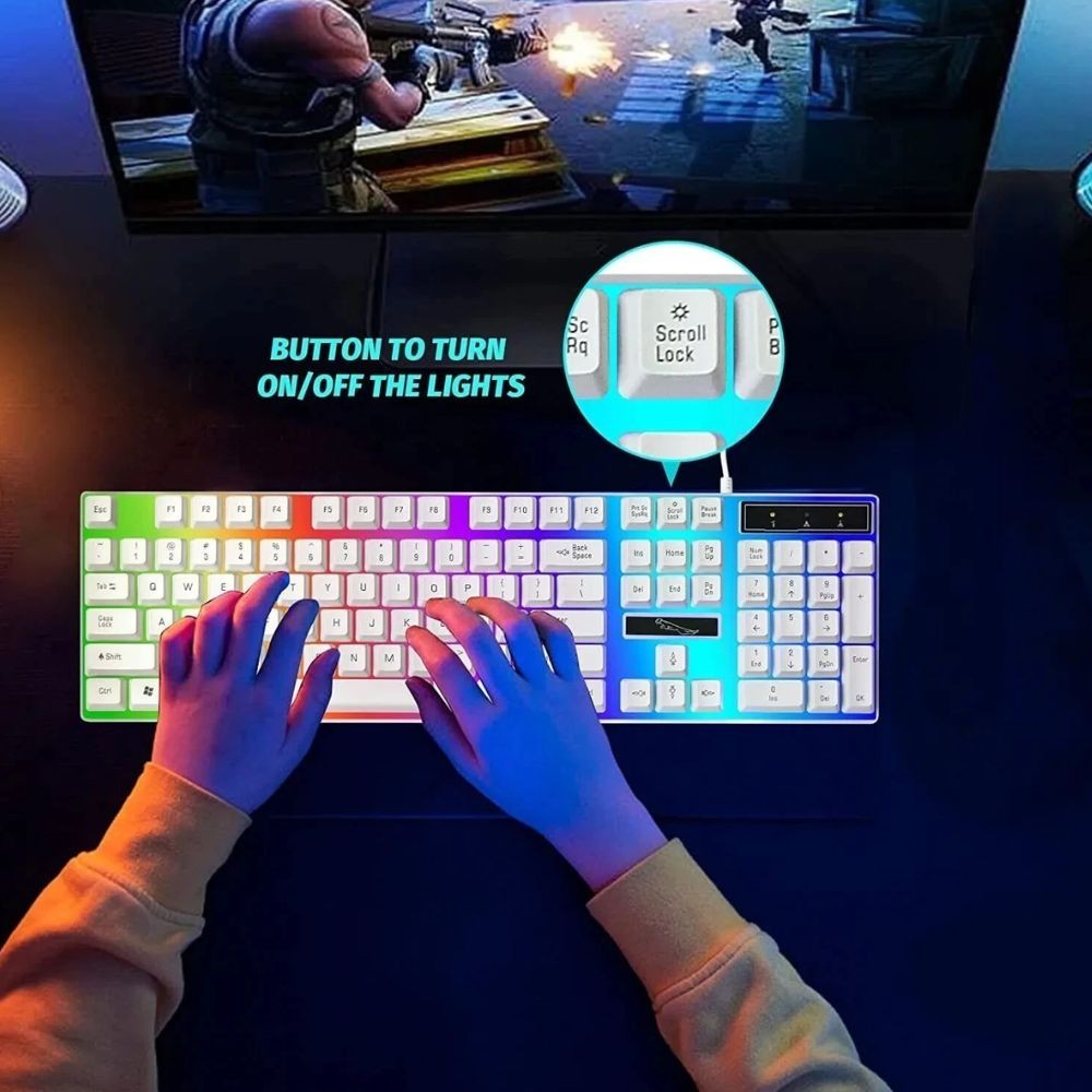 Gaming Keyboard Mouse Set Rainbow LED Wired USB For PC Laptop PS4 One 360UK - The Nex Store