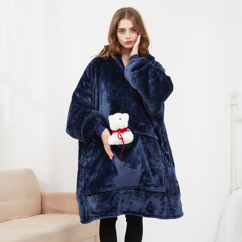USB carbon fiber heated lazy blanket can be worn in winter, thick heating, washable lazy hoodie electric blanket - The Nex Store