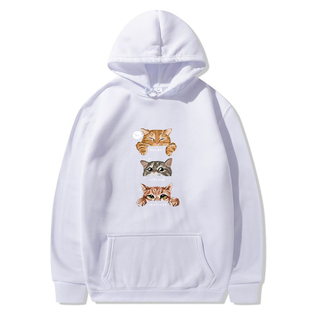 Cute cat, interesting cat print hoodie, men's and women's fashion street pullover, casual hoodie, autumn and winter - The Nex Store
