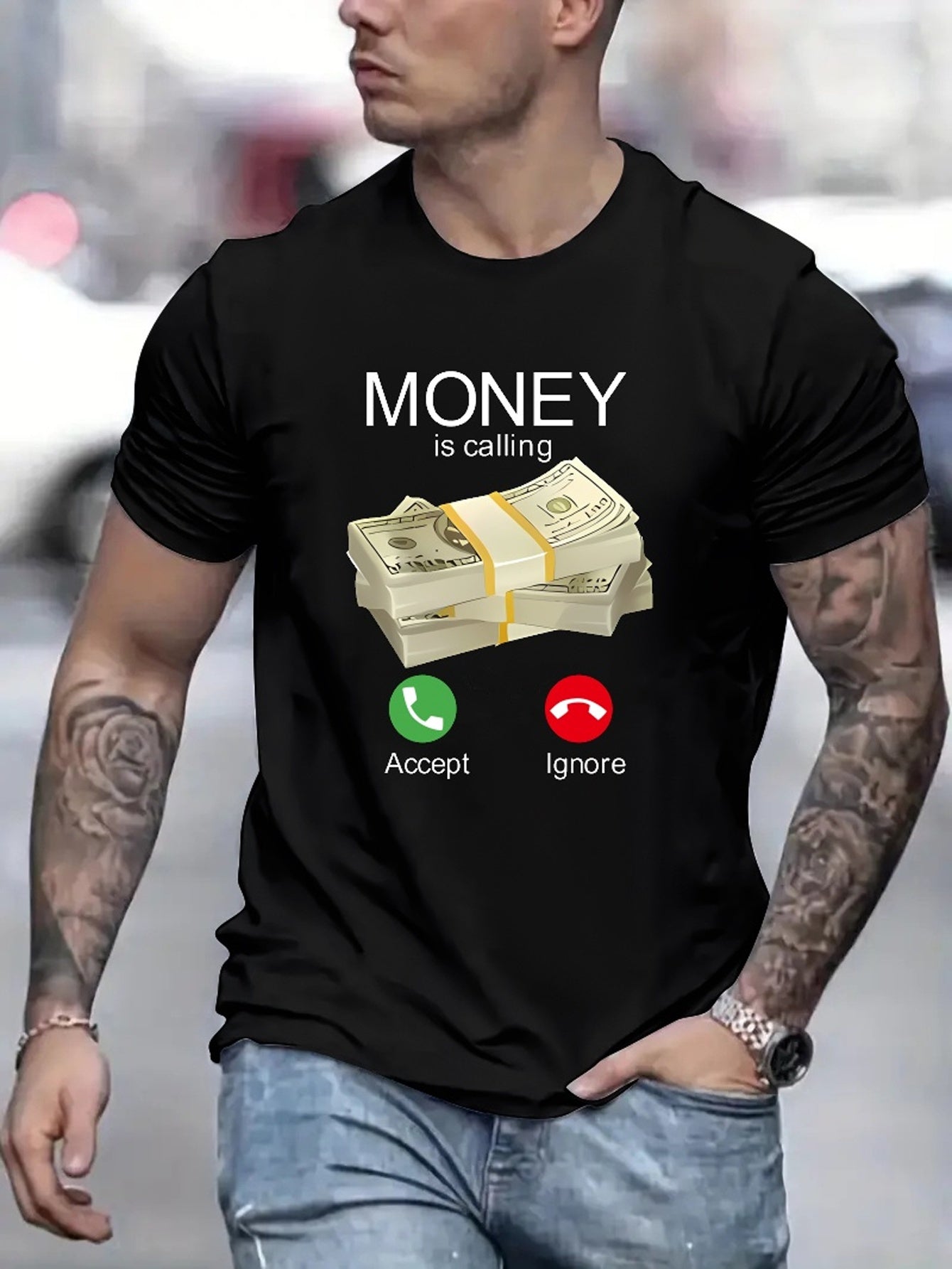 Money Is Summoning Printed T-shirts, Men's T-shirts, Summer Casual Short Sleeved T-shirts - The Nex Store