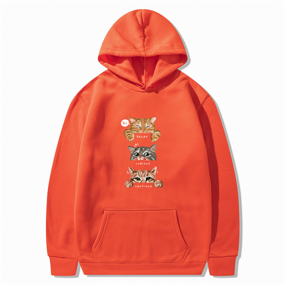 Cute cat, interesting cat print hoodie, men's and women's fashion street pullover, casual hoodie, autumn and winter - The Nex Store