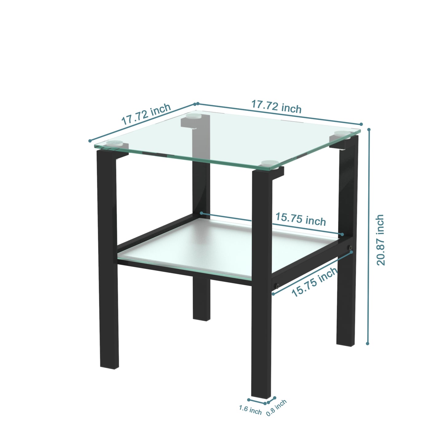 Glass two layer tea table, small round table, bedroom corner table, living room black side table - The Nex Store