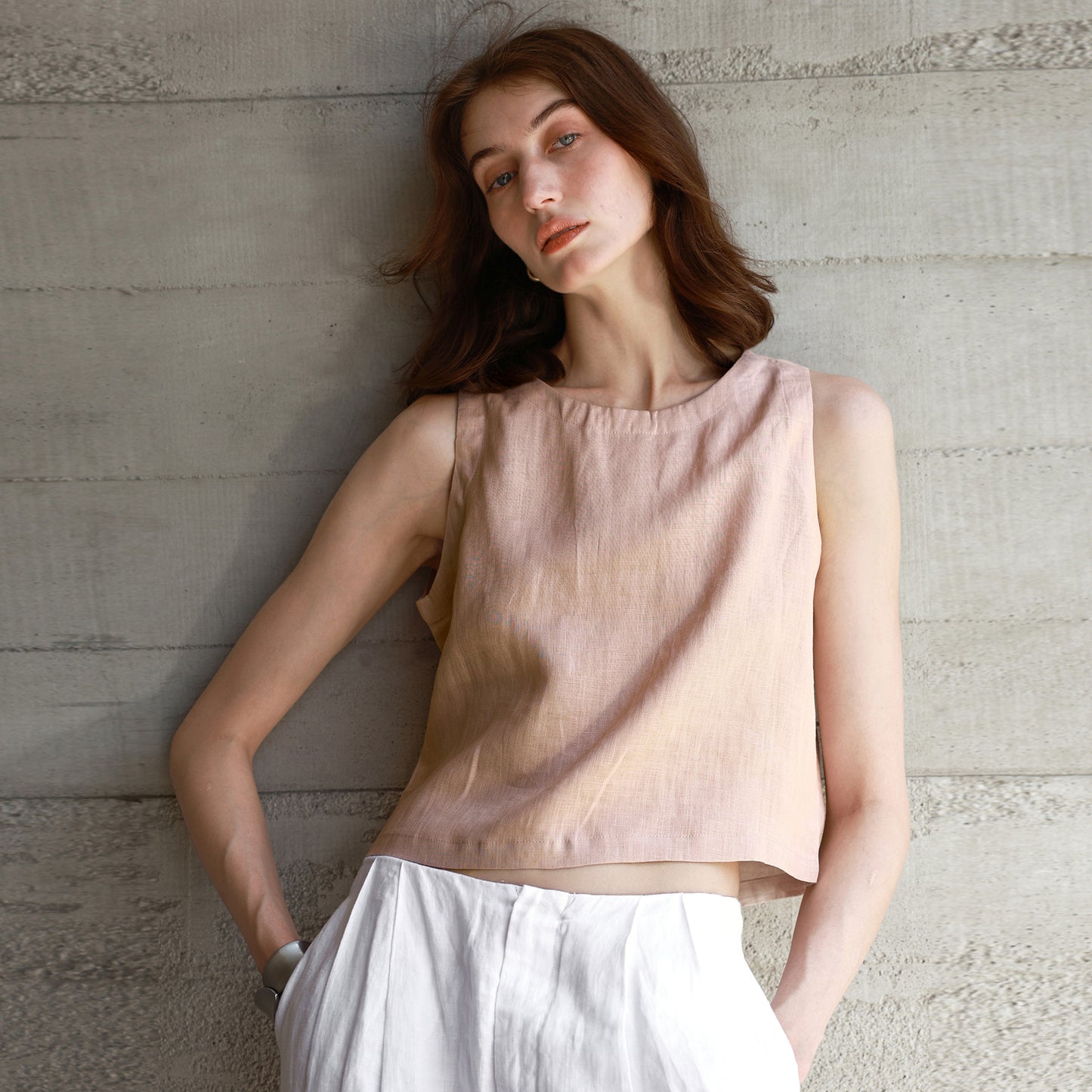 Linen Vest Front and Back Wearable Crop Top Design Sense Women's Sleeveless Loose Waistcoat - The Nex Store